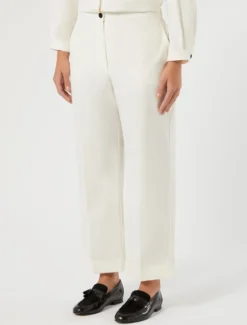 Pantaloni in tela di cotone - AVORIO
