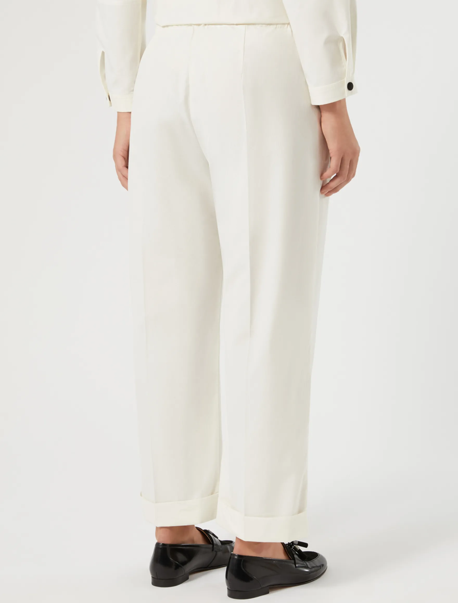 Pantaloni in tela di cotone - AVORIO