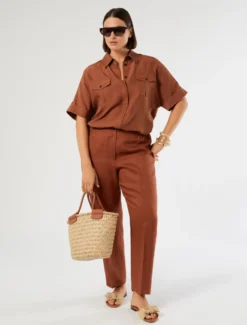 Pantaloni in tela di lino - AMBRA