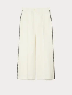 Pantaloni in tela di lino - AVORIO