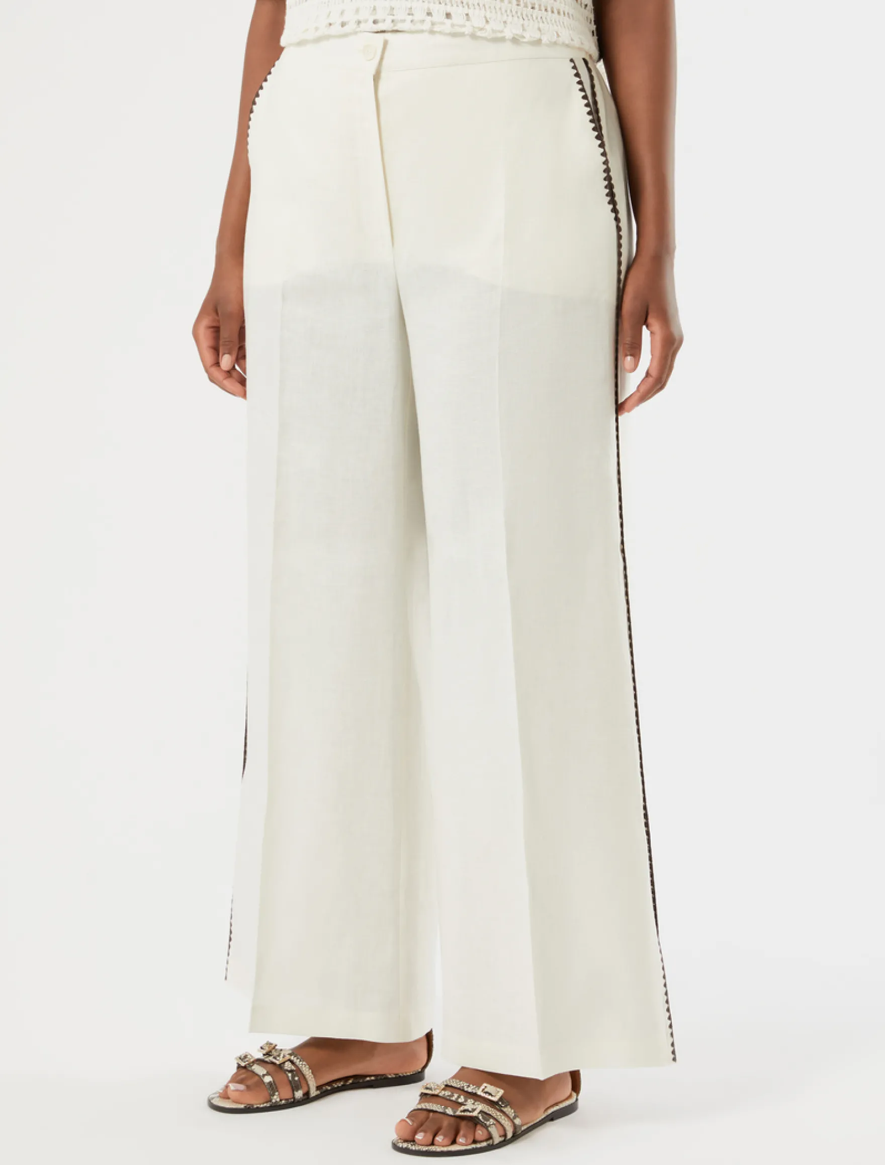 Pantaloni in tela di lino - AVORIO