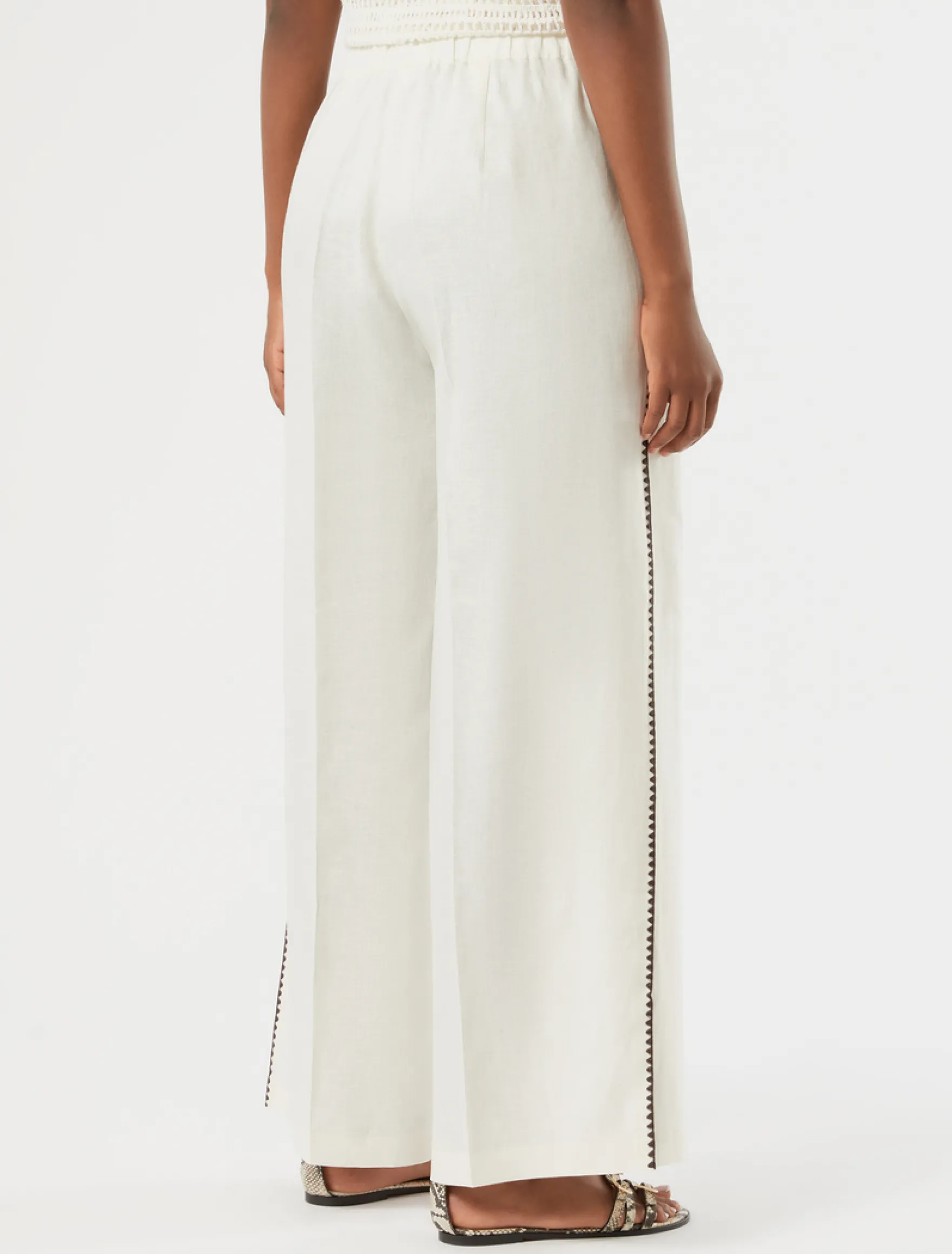 Pantaloni in tela di lino - AVORIO