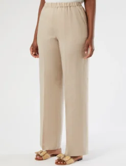 Pantaloni in tela di lino - BEIGE