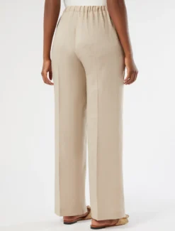 Pantaloni in tela di lino - BEIGE