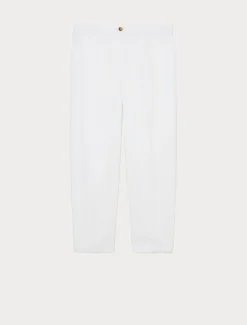 Pantaloni in tela di lino - BIANCO OTTICO
