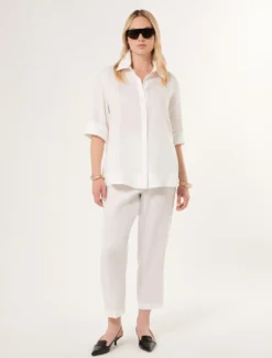 Pantaloni in tela di lino - BIANCO OTTICO