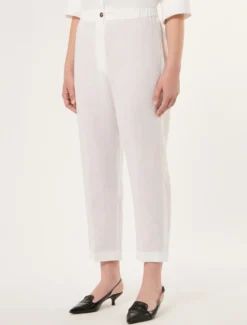Pantaloni in tela di lino - BIANCO OTTICO