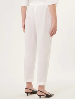 Pantaloni in tela di lino - BIANCO OTTICO