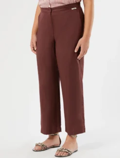Pantaloni in tela di lino - BORDEAUX