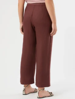 Pantaloni in tela di lino - BORDEAUX
