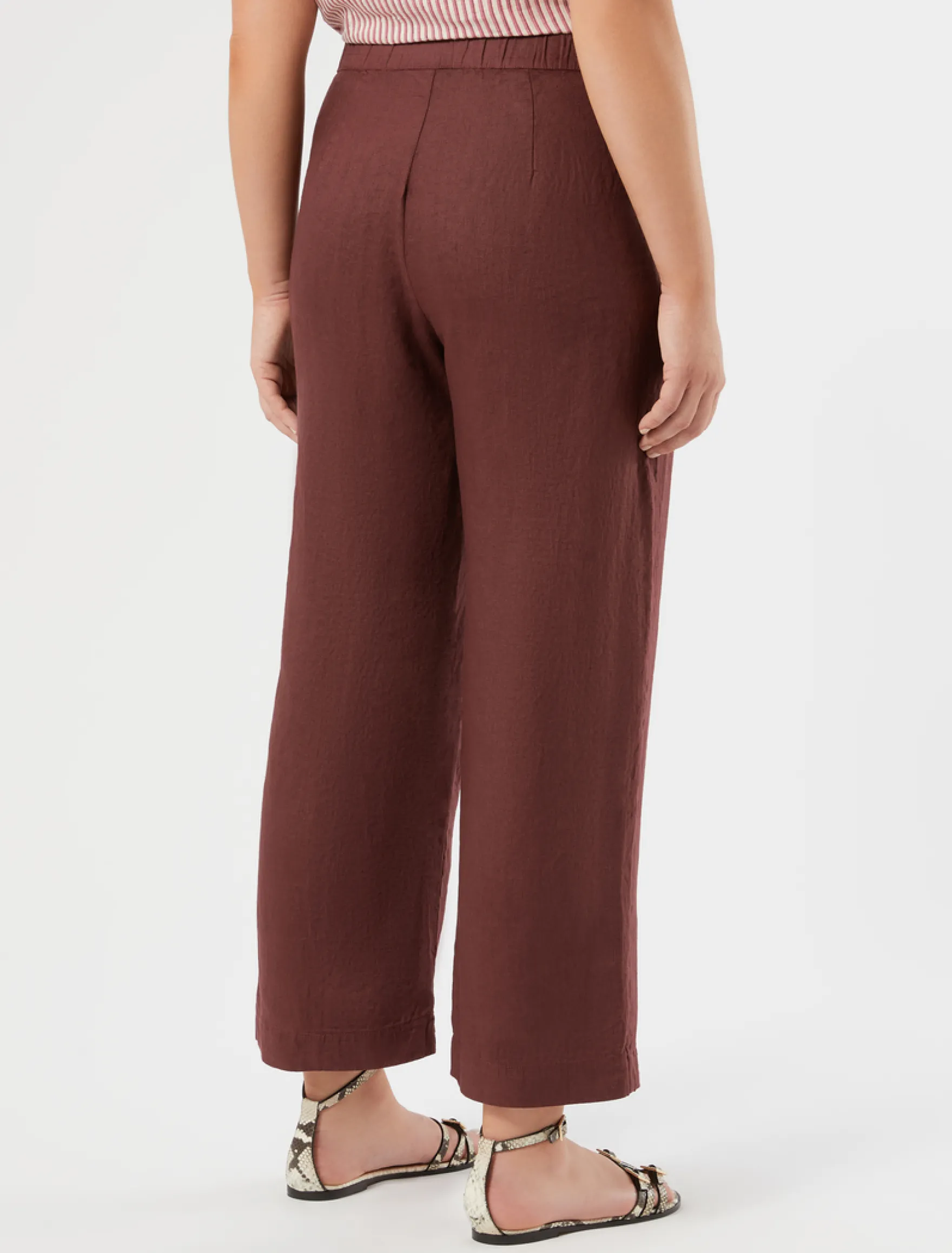 Pantaloni in tela di lino - BORDEAUX