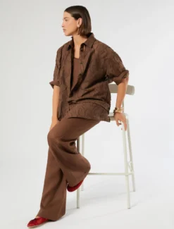Pantaloni in tela di lino - CACAO