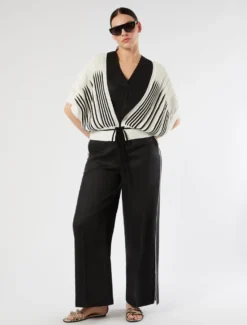 Pantaloni in tela di lino - NERO