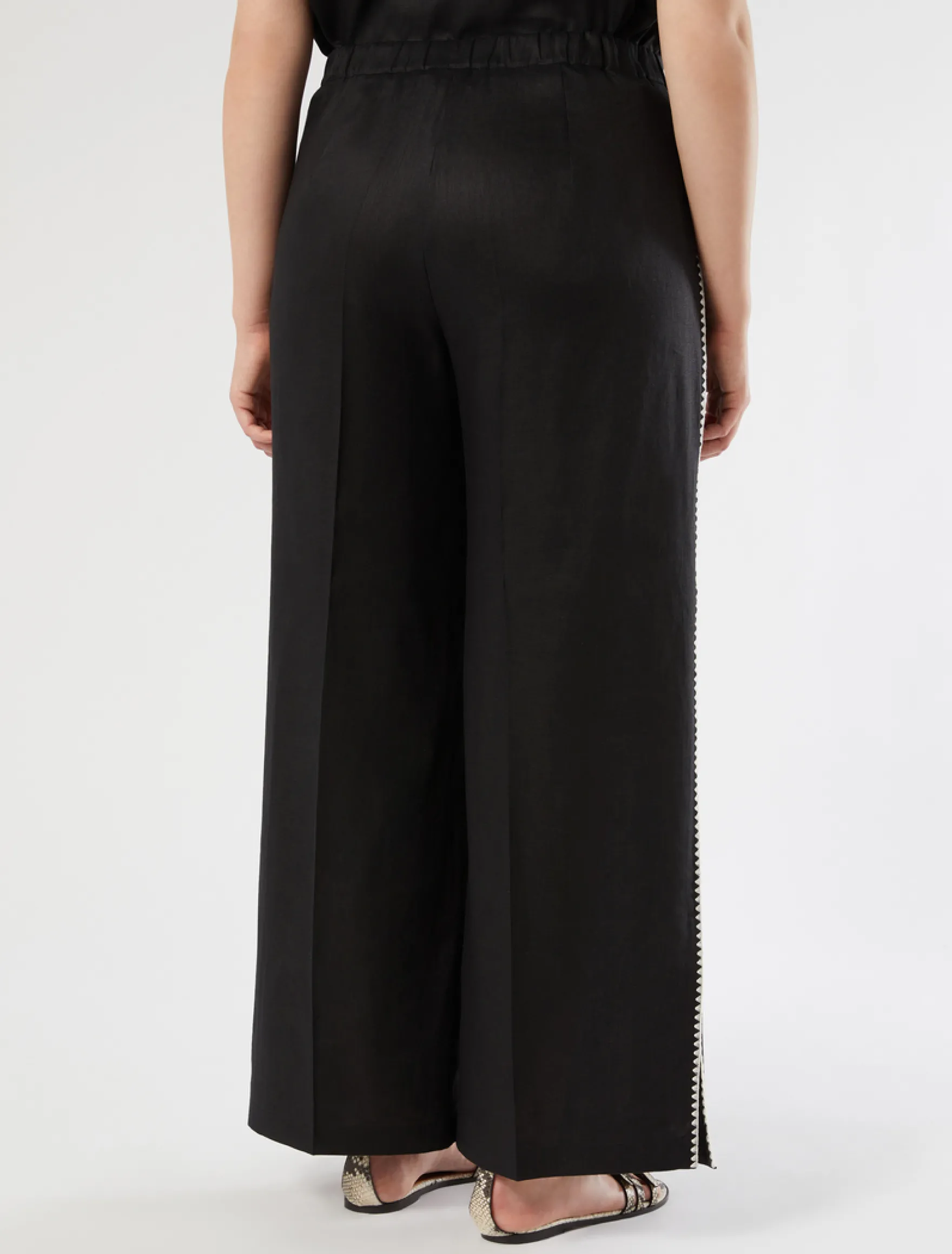 Pantaloni in tela di lino - NERO
