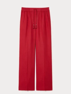 Pantaloni in tela di lino - ROSSO