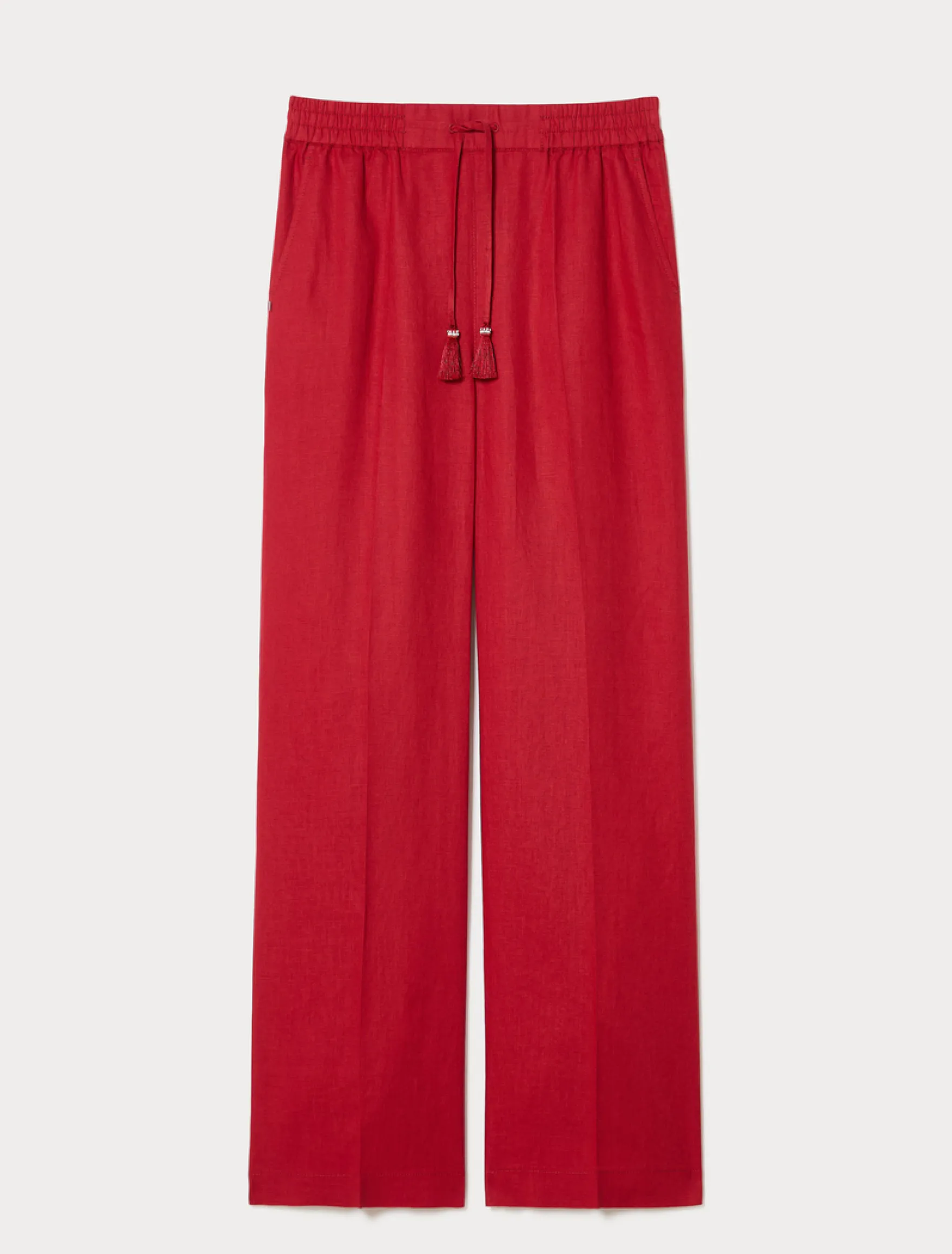 Pantaloni in tela di lino - ROSSO
