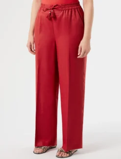 Pantaloni in tela di lino - ROSSO