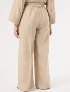 Pantaloni in tela di lino - SABBIA