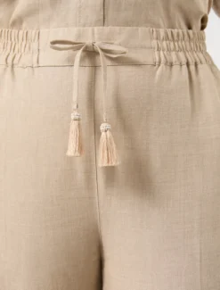 Pantaloni in tela di lino - SABBIA