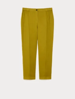 Pantaloni in tela di lino - VERDE OLIVA