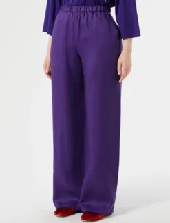 Pantaloni in tela di lino - VIOLA