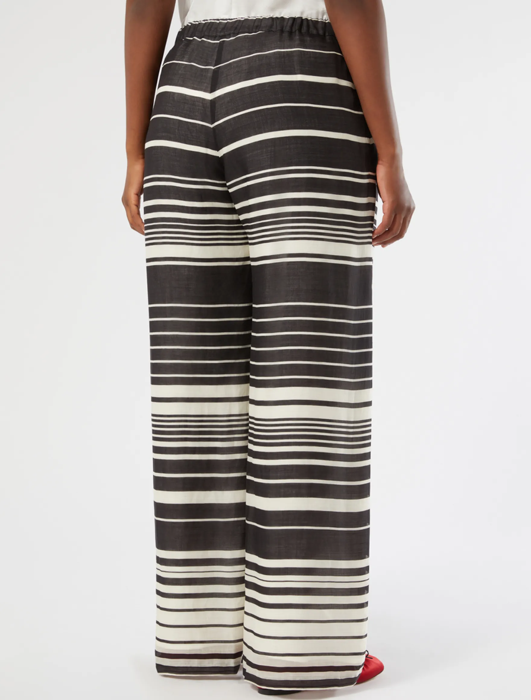 Pantaloni in tela di ramiè - NERO BIANCO