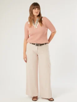 Pantaloni in tencel e cotone - ROSA ANTICO