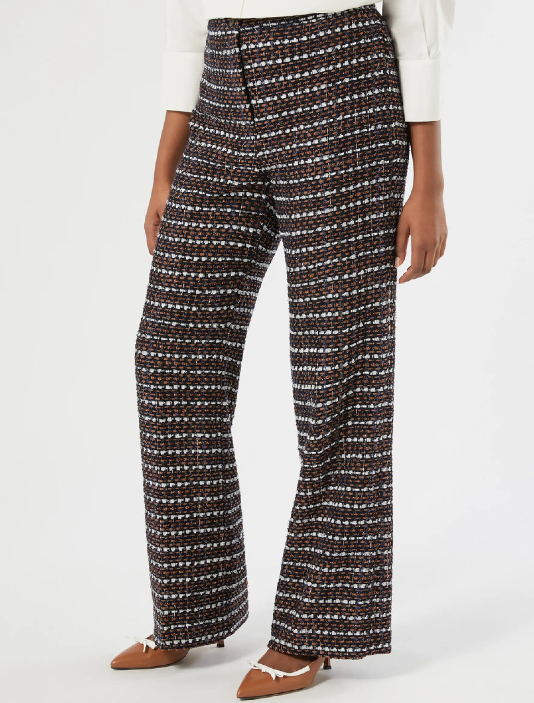 Pantaloni in tessuto ammagliato - BLU MARRONE