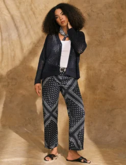 Pantaloni in twill di cotone - BLU MARINO