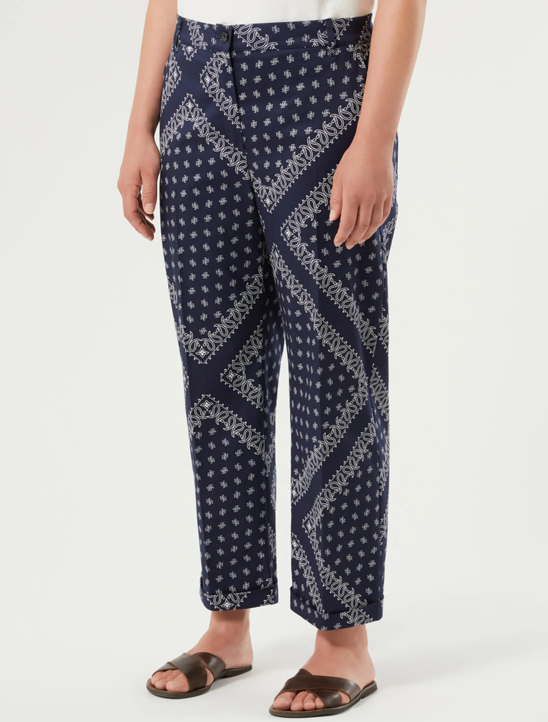 Pantaloni in twill di cotone - BLU MARINO