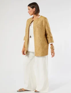 Pantaloni in twill di lino stretch - AVORIO