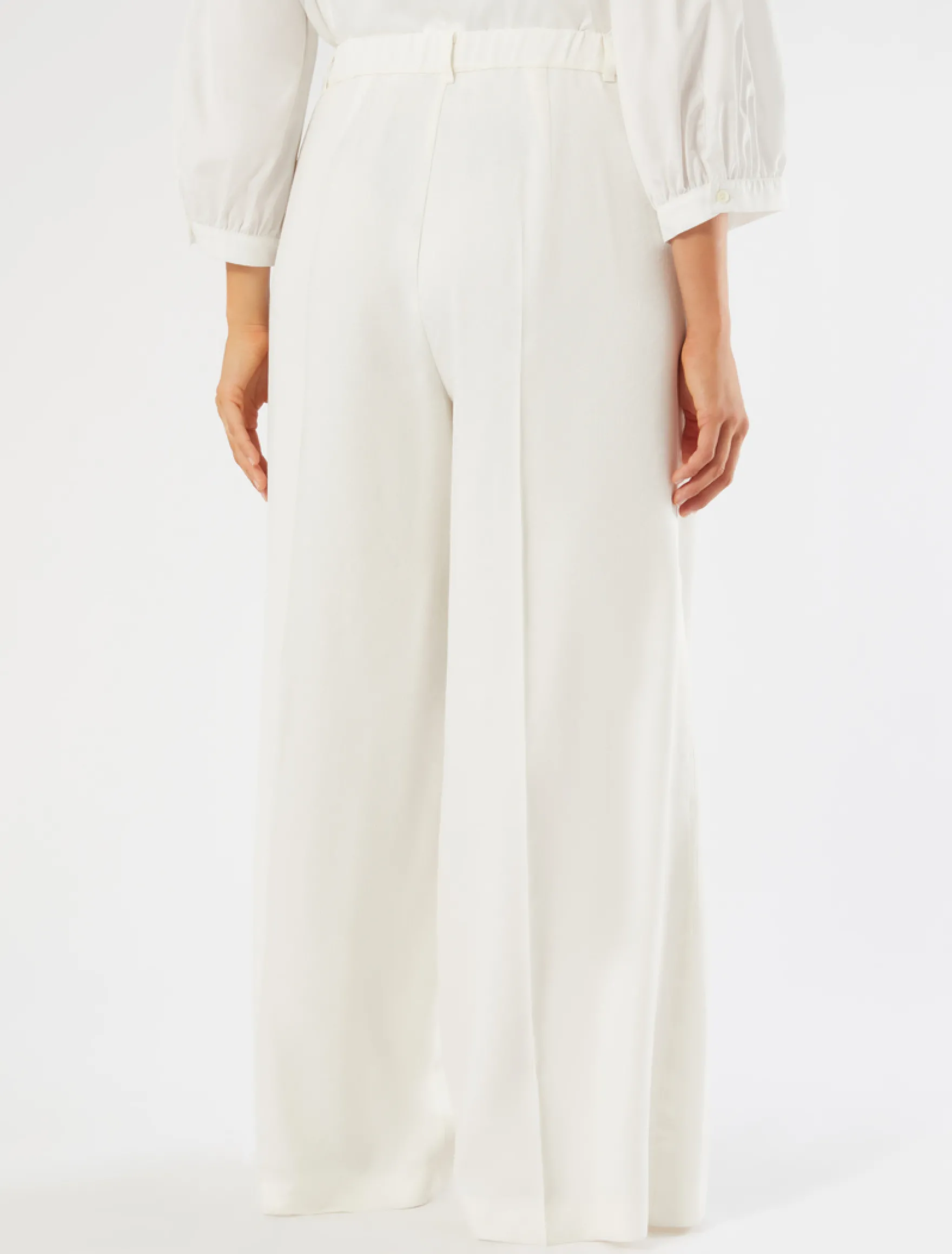 Pantaloni in twill di lino stretch - AVORIO