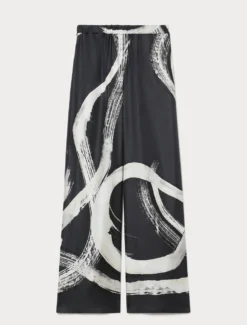 Pantaloni in twill di pura seta - NERO BIANCO