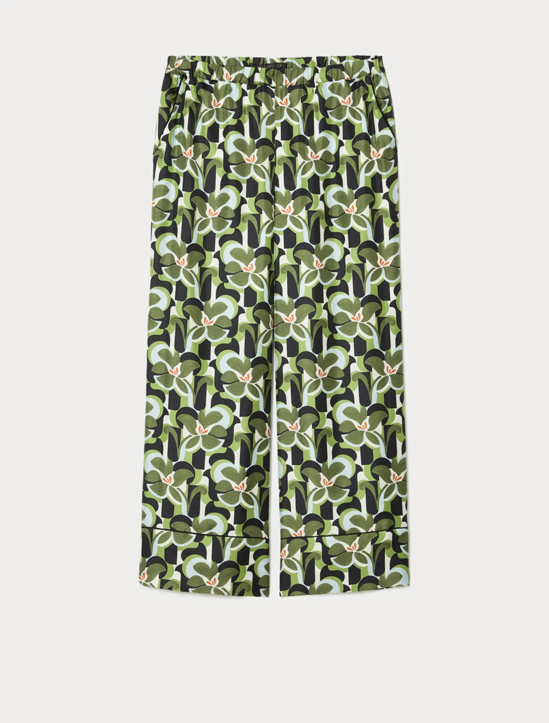 Pantaloni in twill di seta - VERDE OLIVA