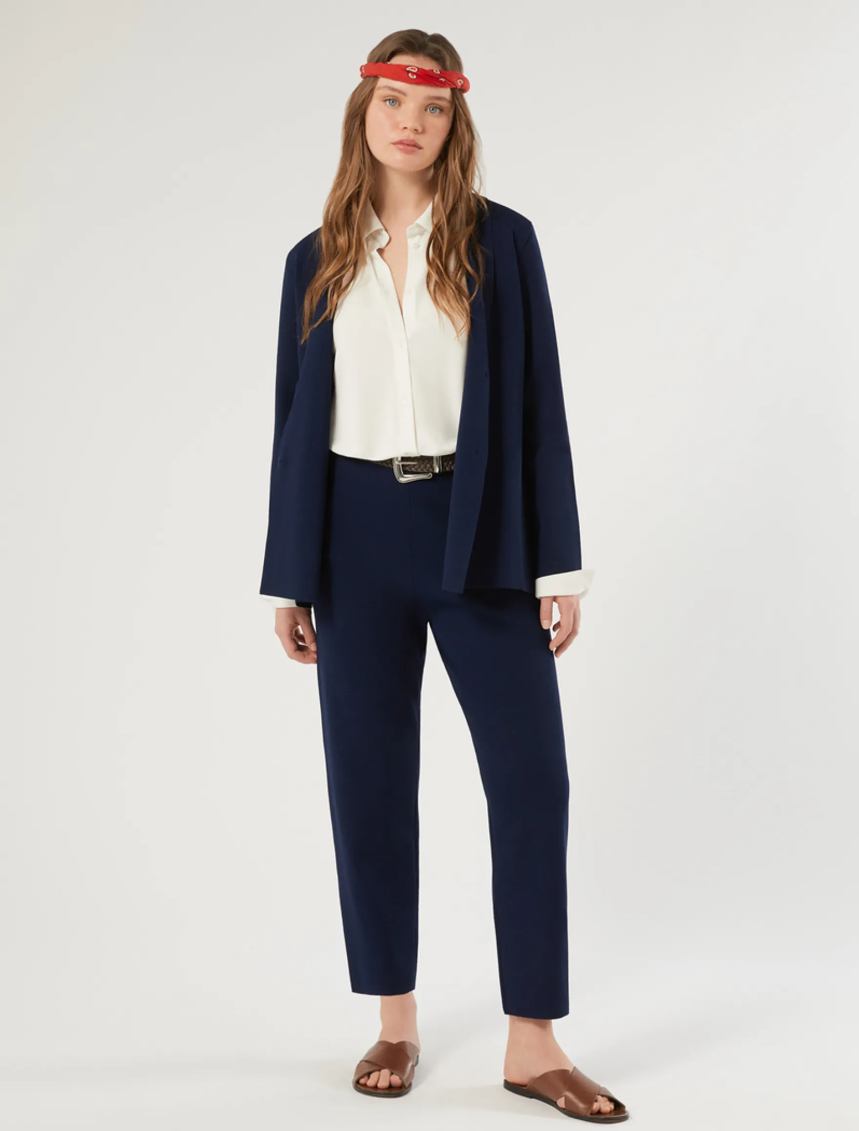 Pantaloni in viscosa stretch - BLU NOTTE