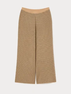 Pantaloni jacquard in misto lana - CAMMELLO