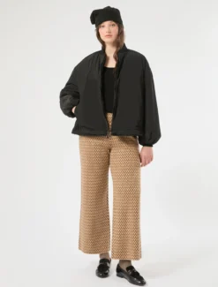 Pantaloni jacquard in misto lana - CAMMELLO