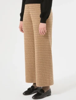 Pantaloni jacquard in misto lana - CAMMELLO