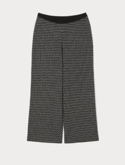 Pantaloni jacquard in misto lana - NERO