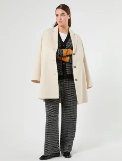 Pantaloni jacquard in misto lana - NERO