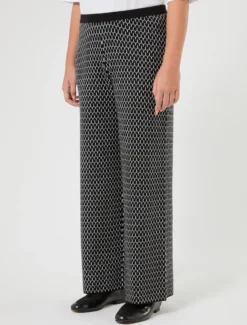 Pantaloni jacquard in misto lana - NERO