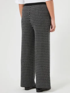 Pantaloni jacquard in misto lana - NERO