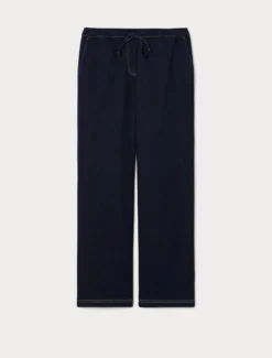 Pantaloni jogging in felpa denim - BLU NOTTE