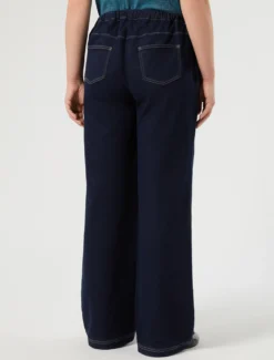 Pantaloni jogging in felpa denim - BLU NOTTE