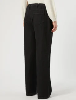Pantaloni jogging in felpa denim - NERO