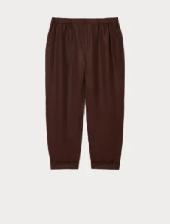 Pantaloni jogging in twill di lino - CIOCCOLATO