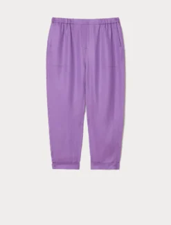 Pantaloni jogging in twill di lino - VIOLA