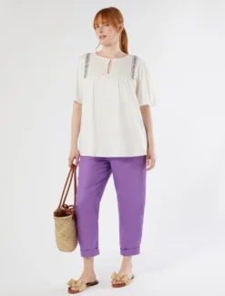 Pantaloni jogging in twill di lino - VIOLA