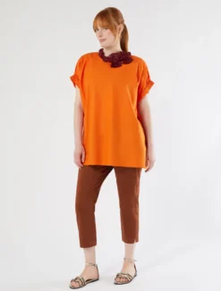 Pantaloni skinny in raso - MARRONE