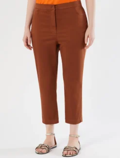 Pantaloni skinny in raso - MARRONE